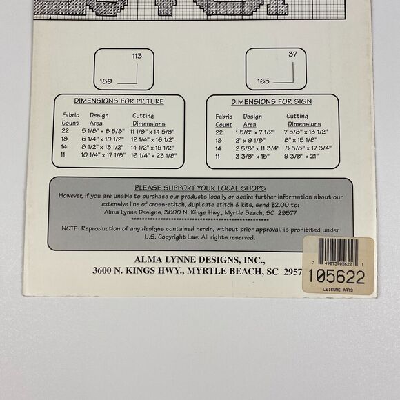 VTG Alma Lynne Designs Cat Lover 1995 cross stitch pattern leaflet ALX-128 - Picture 7 of 7